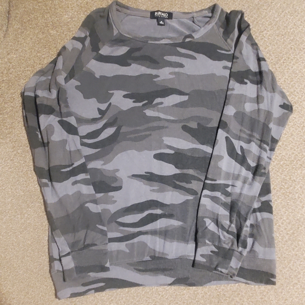 Buffalo David Bitton Gray Camo Long Sleeve Shirt Womens Size M